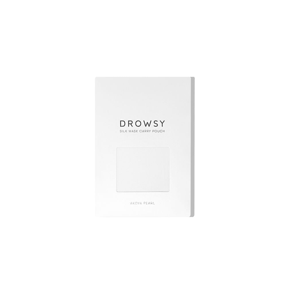 Silk white carry pouch for eye mask on a white background