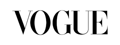 The image displays the word VOGUE in bold, uppercase serif letters, representing the logo of the famous fashion magazine. The text is black on a white background.