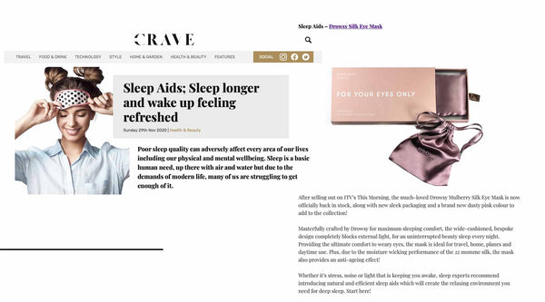 Collection of screen shots from article featuring Drowsy Sleep Co on the Crave website.