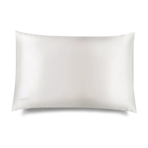 White coloured silk pillowcase on white background