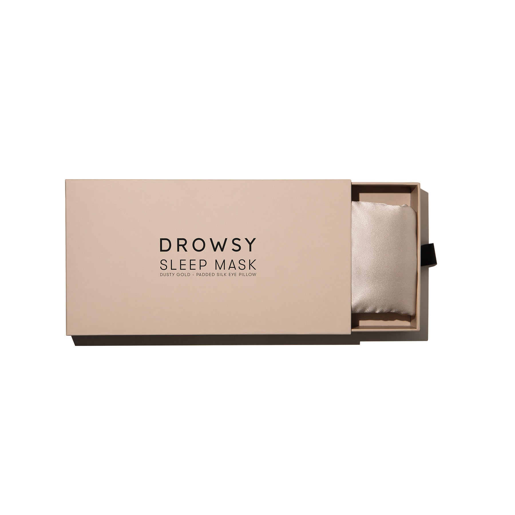 Drowsy Sleep Co. Dusty Gold Silk Sleep Mask box on white background
