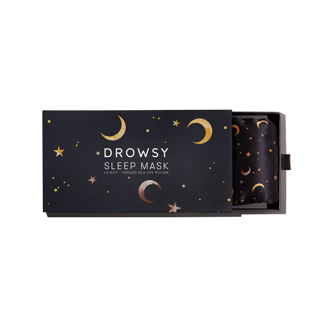 Drowsy Sleep Co. La Nuit Silk Sleep Mask box on white background