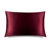 The La Vie En Rouge Silk Pillowcase, in deep burgundy with a subtle sheen, is rectangular and hair-protecting, featuring 