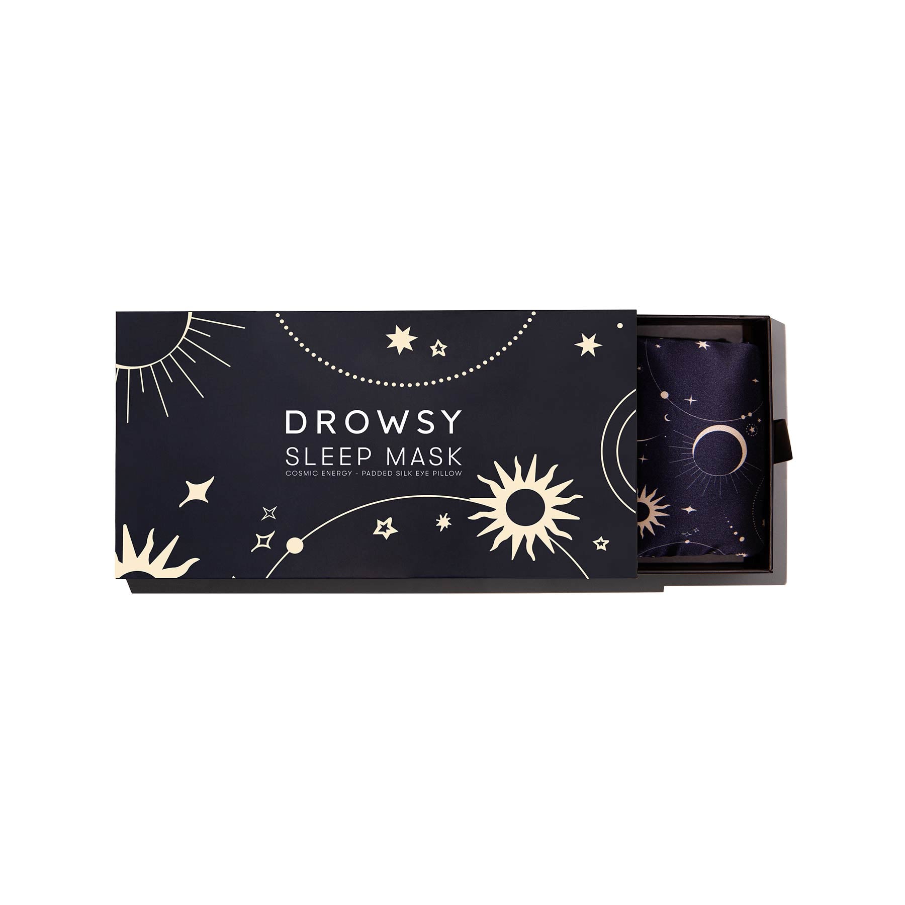 Drowsy Sleep Co. Cosmic Energy Silk Sleep Mask box on white background
