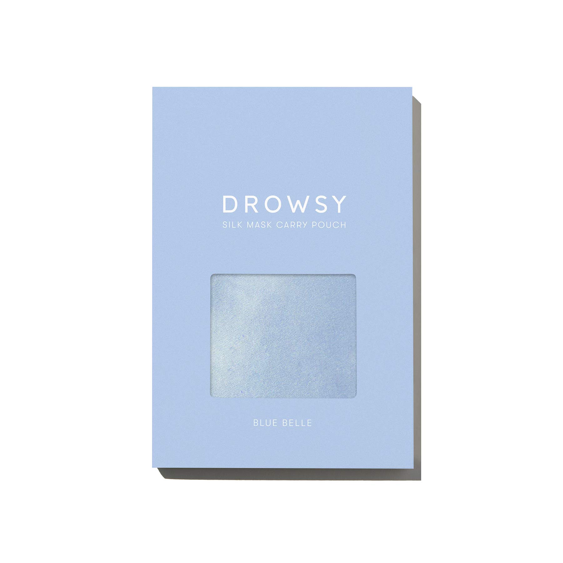 Drowsy Blue Belle Pouch in it's box on a white background