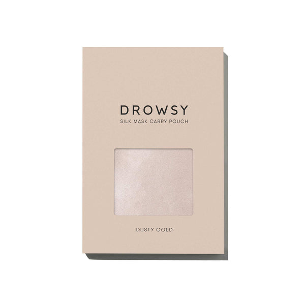 Drowsy Sleep Co. Dusty Gold Silk Carry Pouch white box on white background
