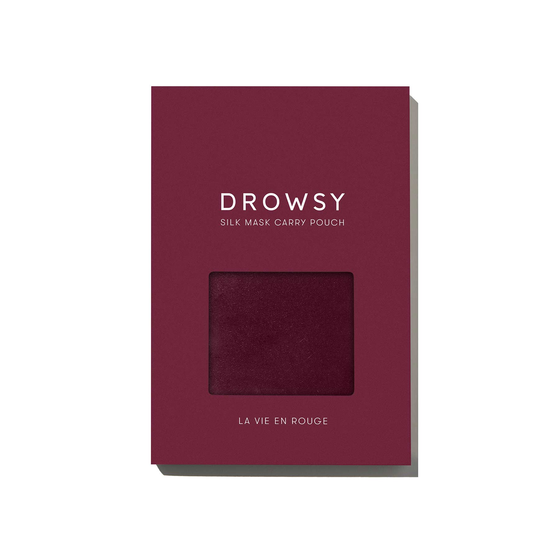 Drowsy Sleep Co. La Vie En Rouge Silk Carry Pouch White Box on White background