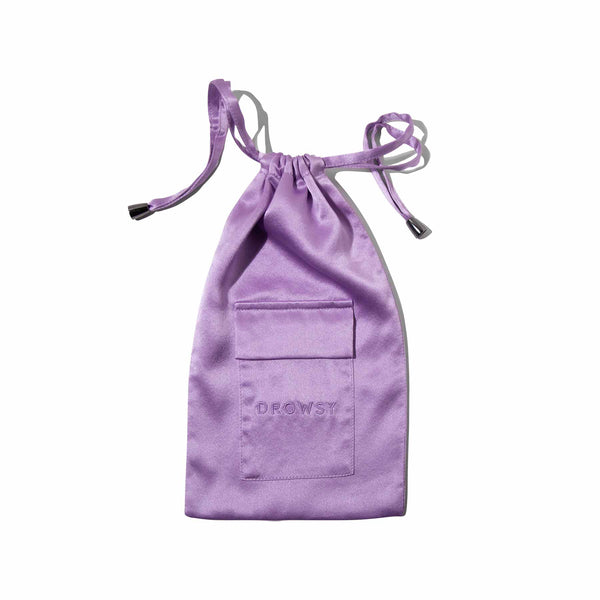 Drowsy Sleep Co. Lavender haze colour silk carry pouch for silk eye mask protection
