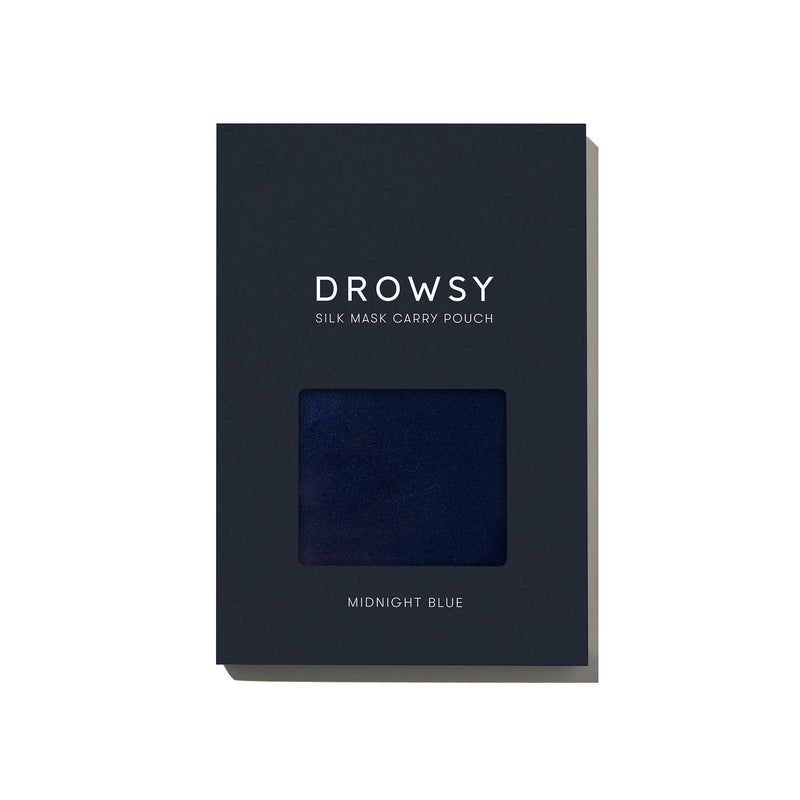 Drowsy Sleep Co. Midnight Blue Silk Carry Pouch White Box on white background