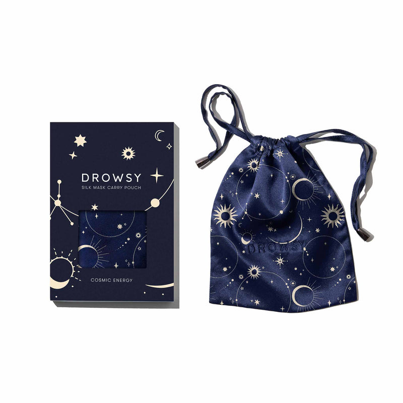 Star Patterned Silk pouch with box on white background